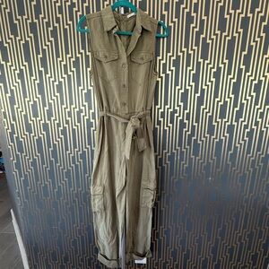 Alice + Olivia Khaki Sleeveless Jumpsuit